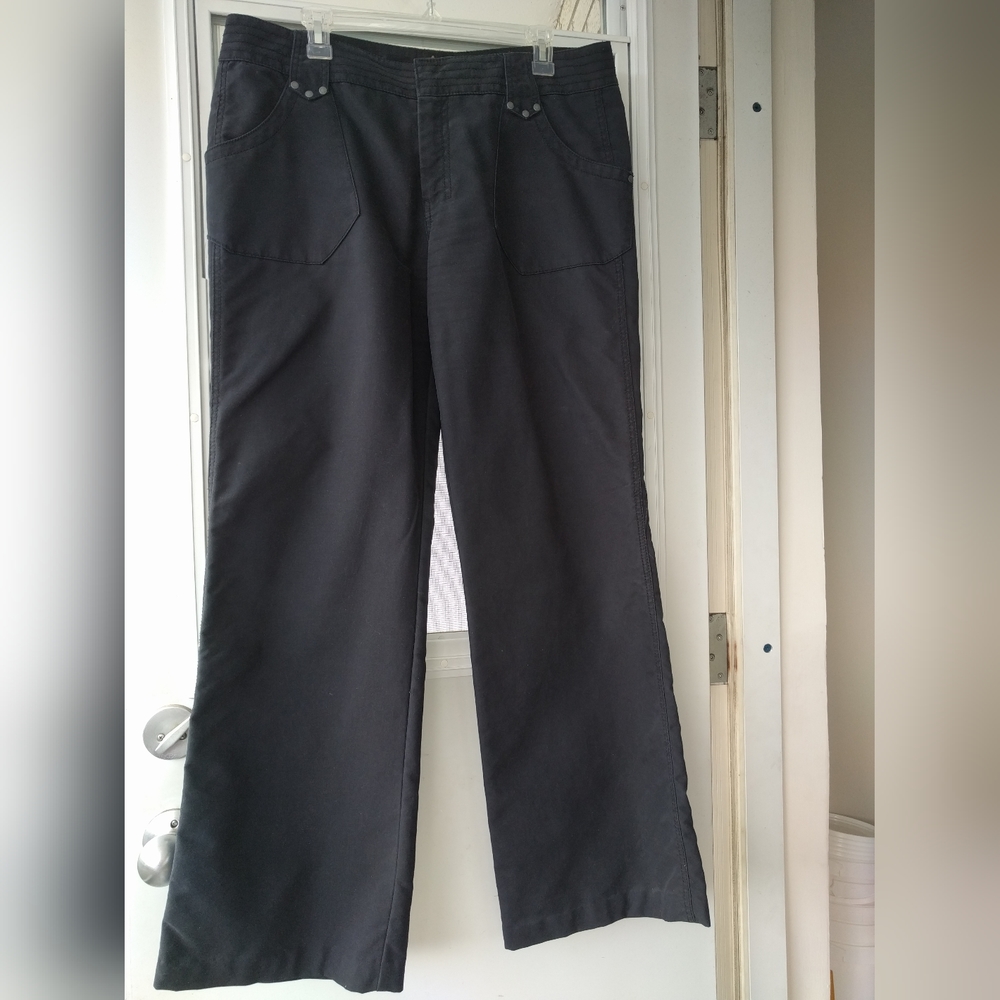 Mexx Vintage Charcoal Black Midrise Wide Leg Cotton Pants, US 14